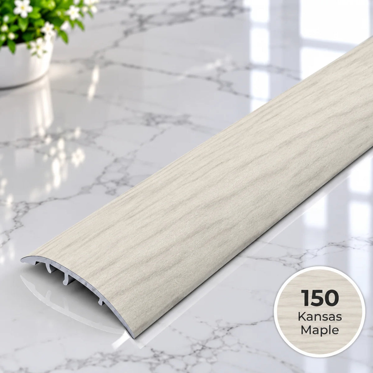 37mm adjustable 4-in-1 aluminium floor transition strip with wood effect finish