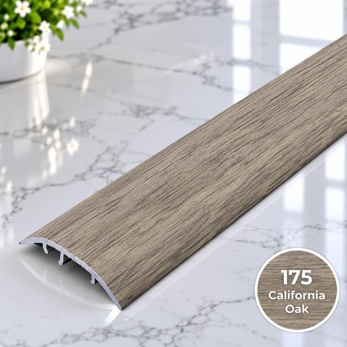 37mm 4-in-1 door threshold trim with realistic wood effect aluminium finish