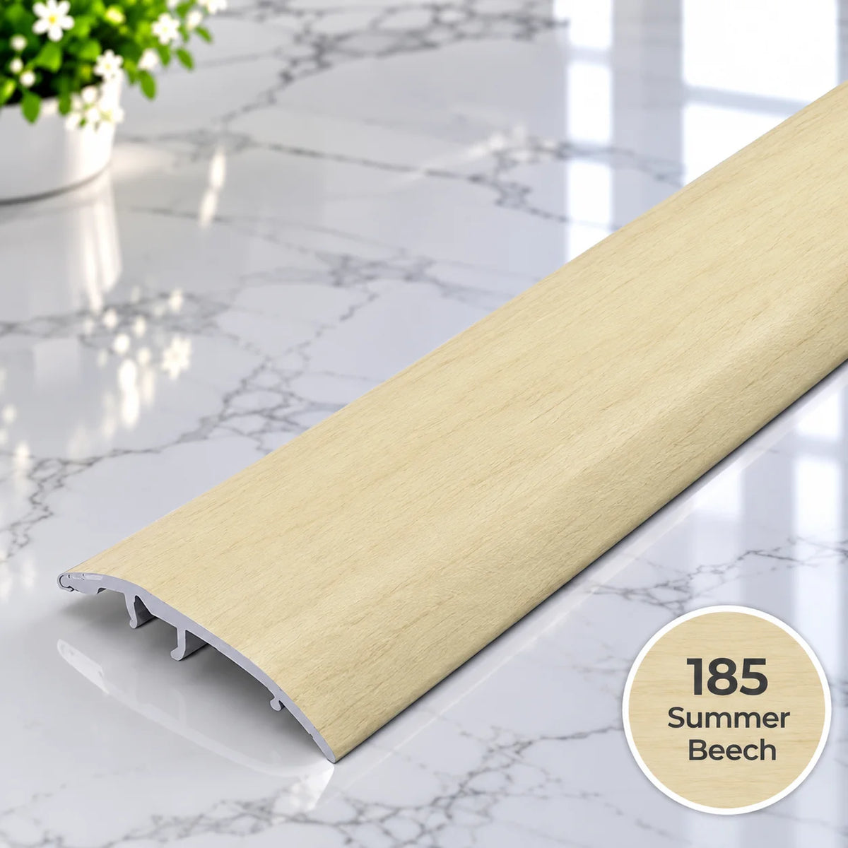 4-in-1 37mm wood effect aluminium door bar for neat floor transitions