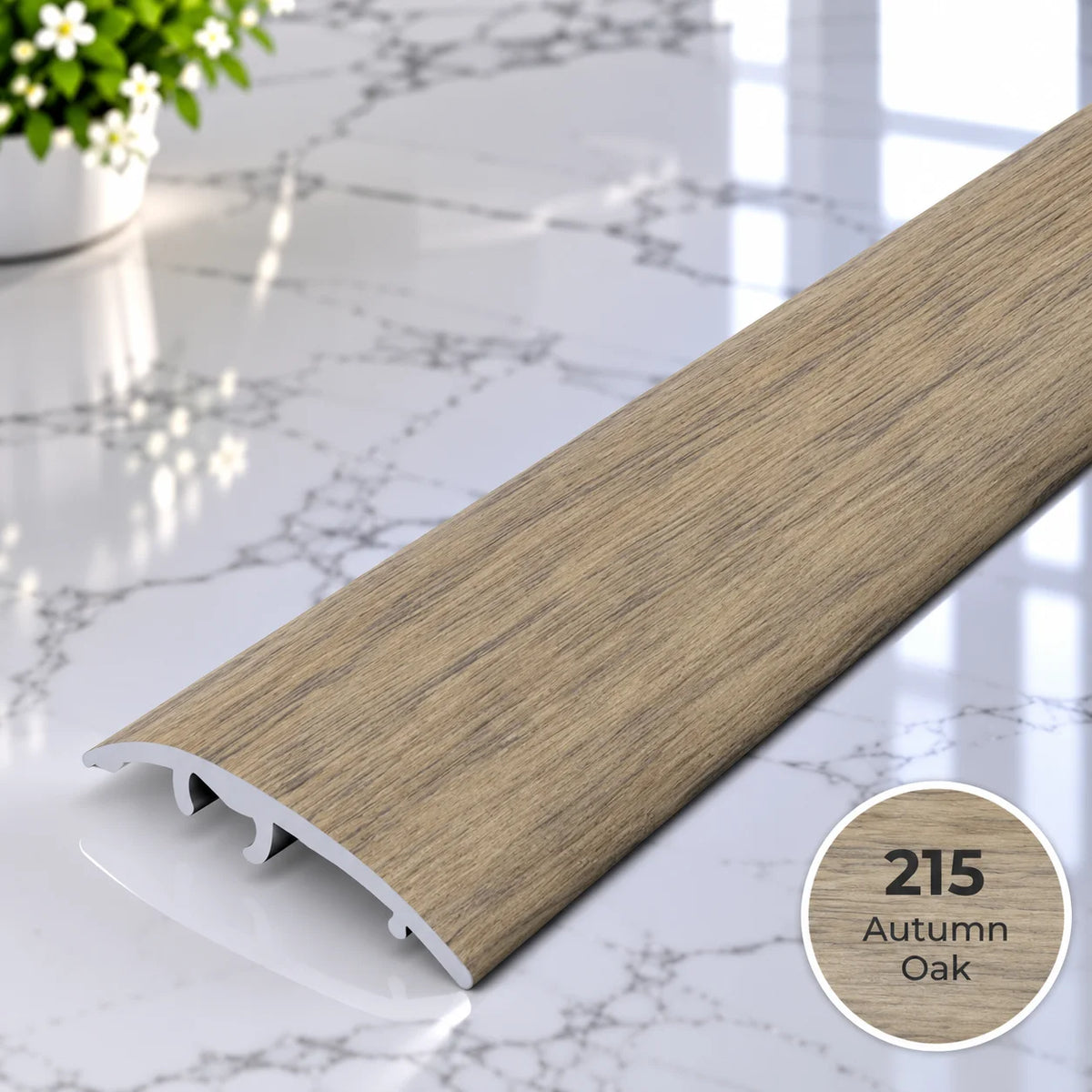 37mm 4-in-1 aluminium floor threshold strip in decorative wood effect finish
