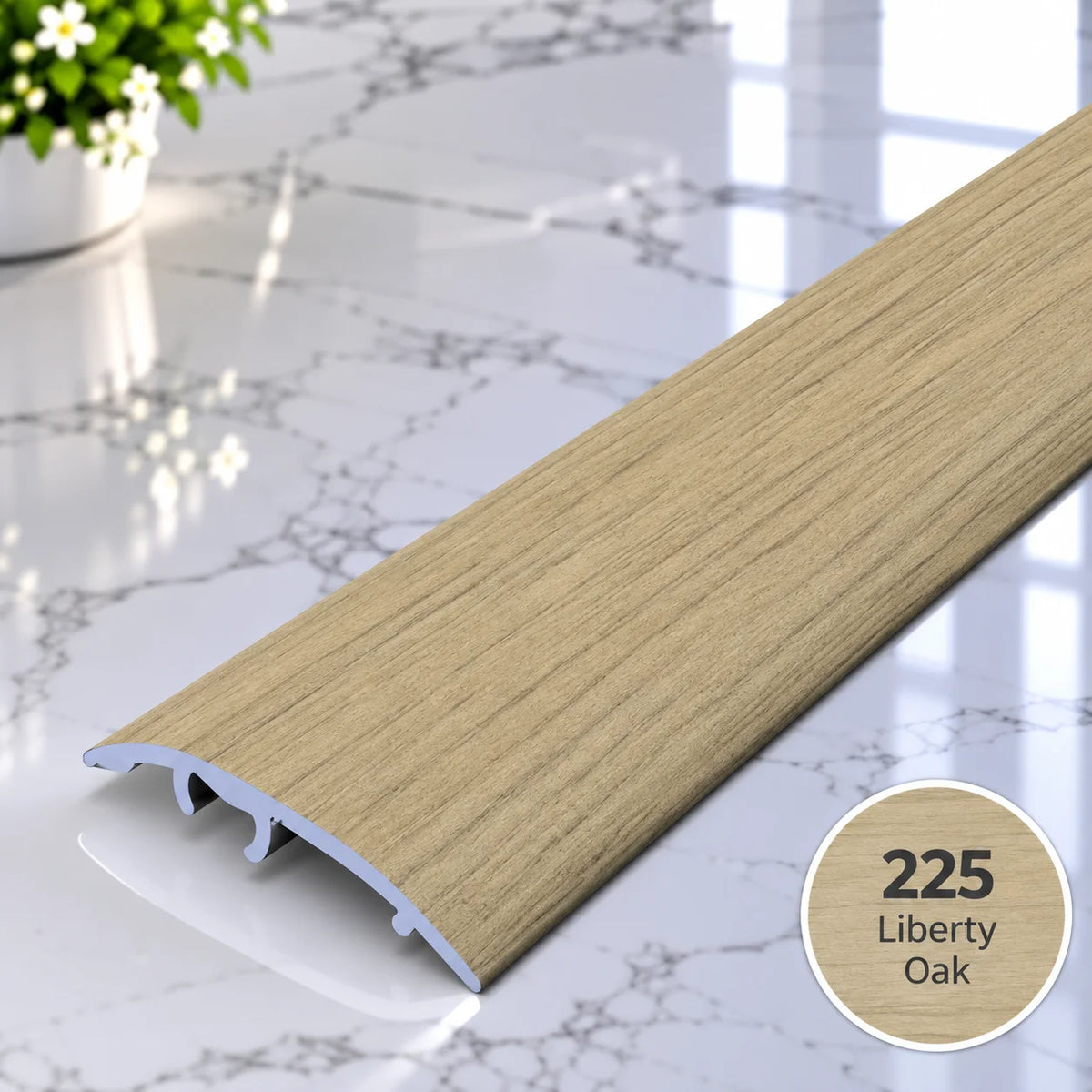 Wood effect 37mm aluminium door threshold strip for joining different floor types