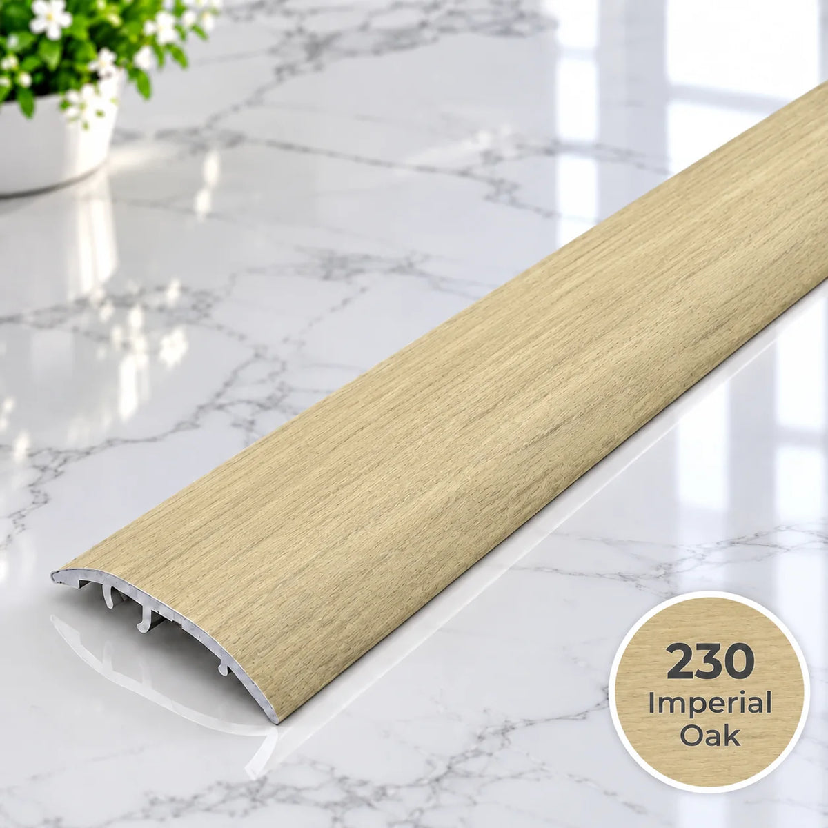 37mm adjustable 4-in-1 aluminium floor transition strip with wood effect finish