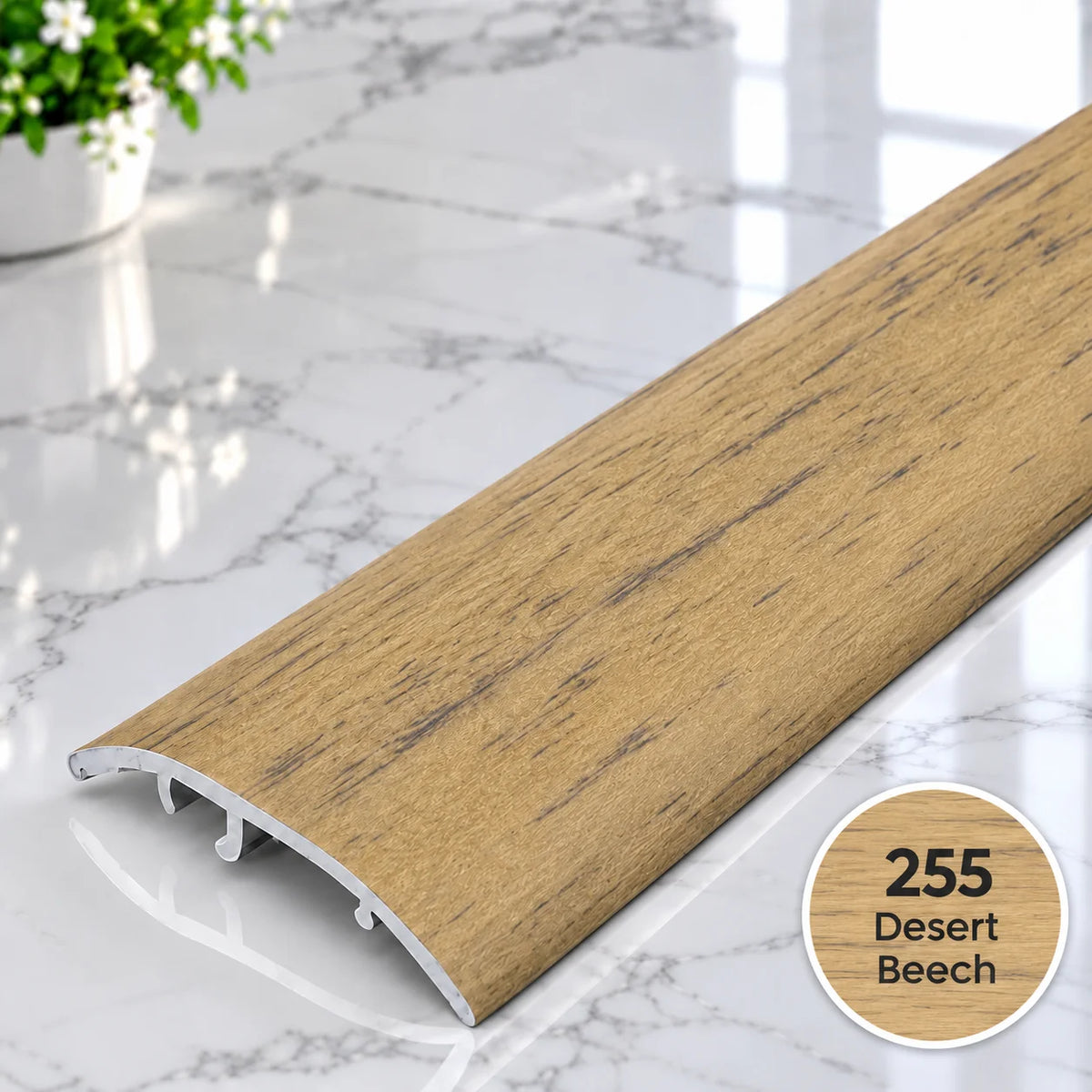 4-in-1 37mm wood effect aluminium door bar for neat floor transitions