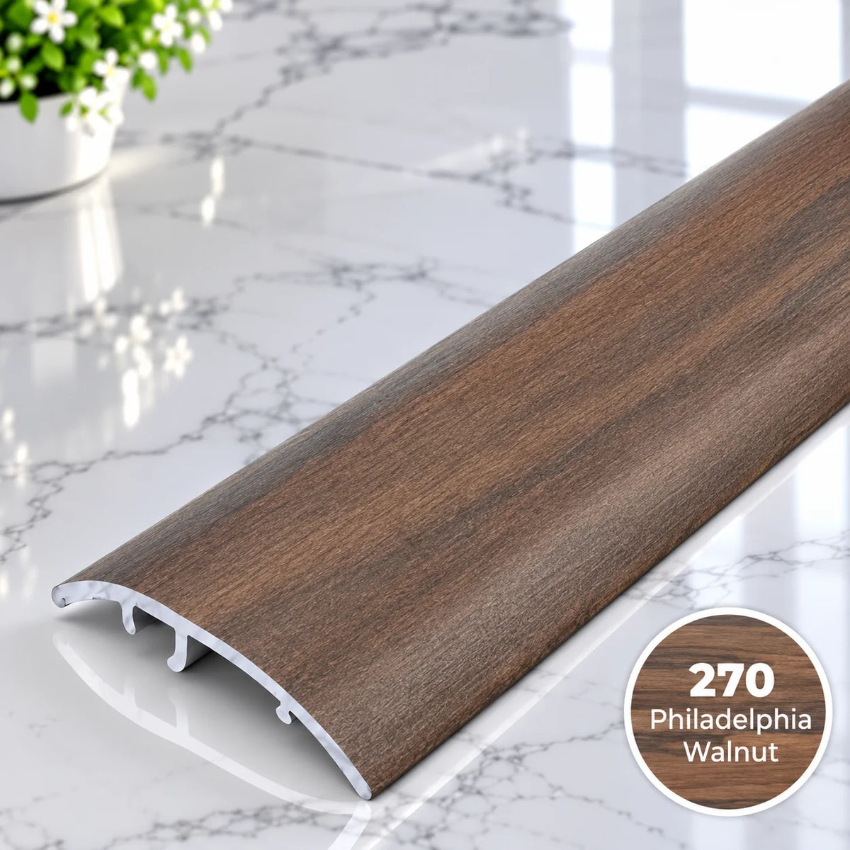 Adjustable 37mm wood effect door threshold strip for connecting flooring levels