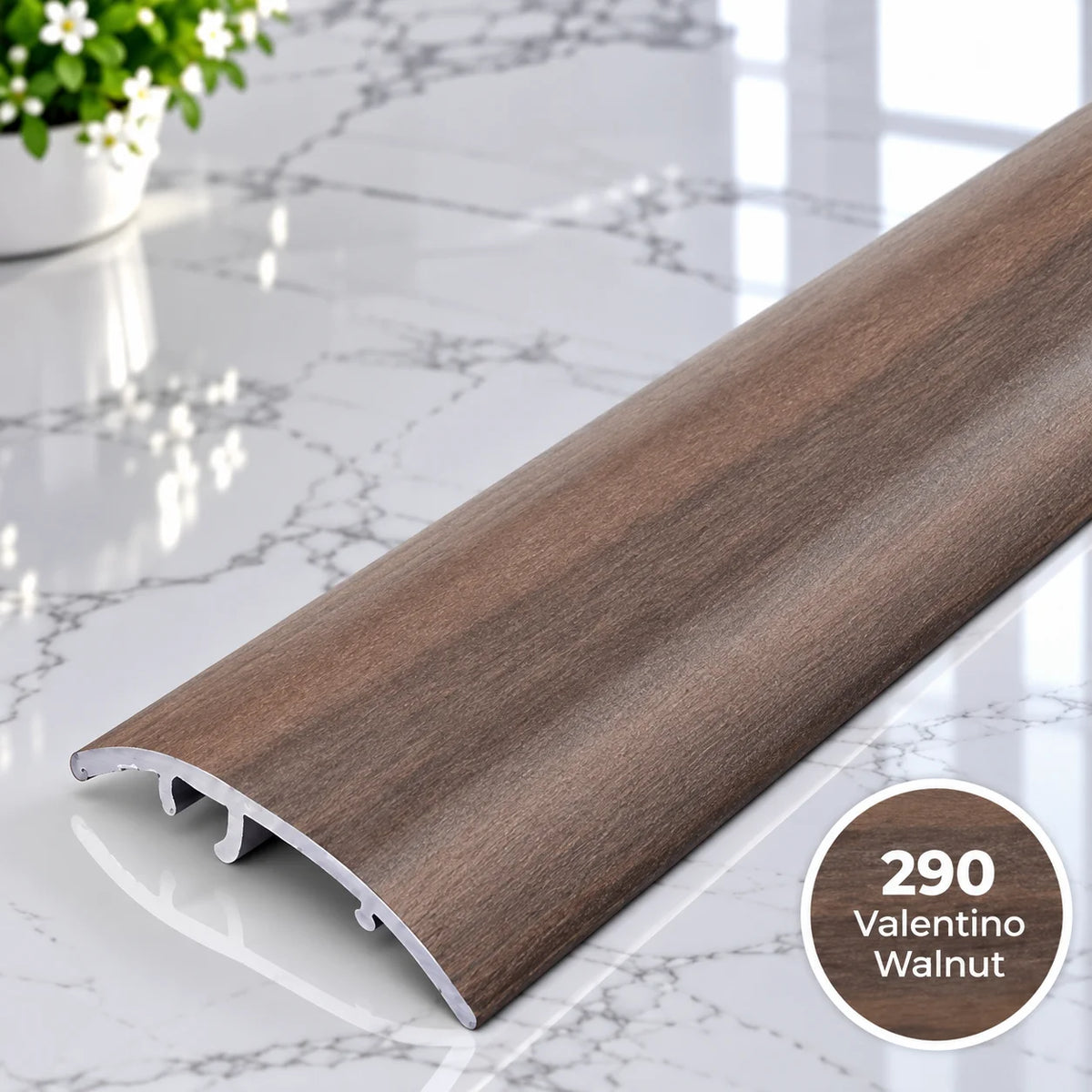 Wood effect 37mm aluminium door threshold strip for joining different floor types