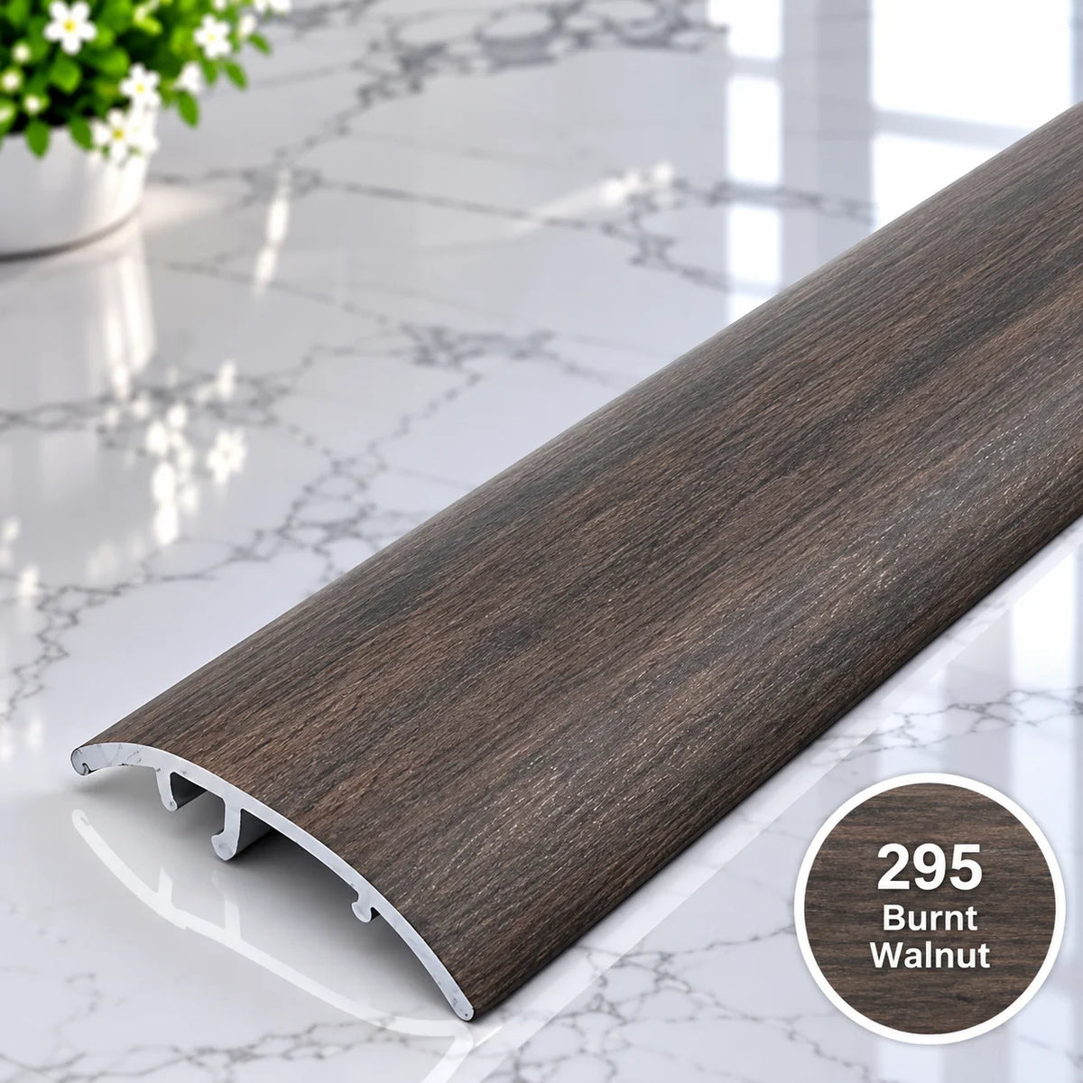 37mm adjustable 4-in-1 aluminium floor transition strip with wood effect finish