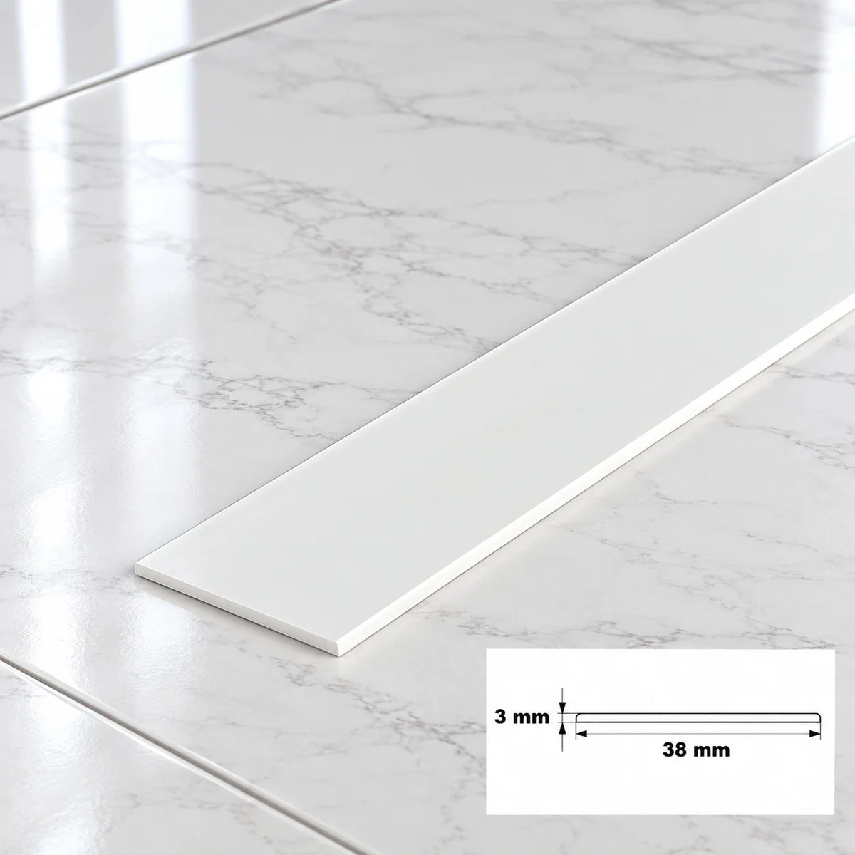 PVC Plastic TW Black White Anthracite Flat Bar Strip White 38 X 3 MM