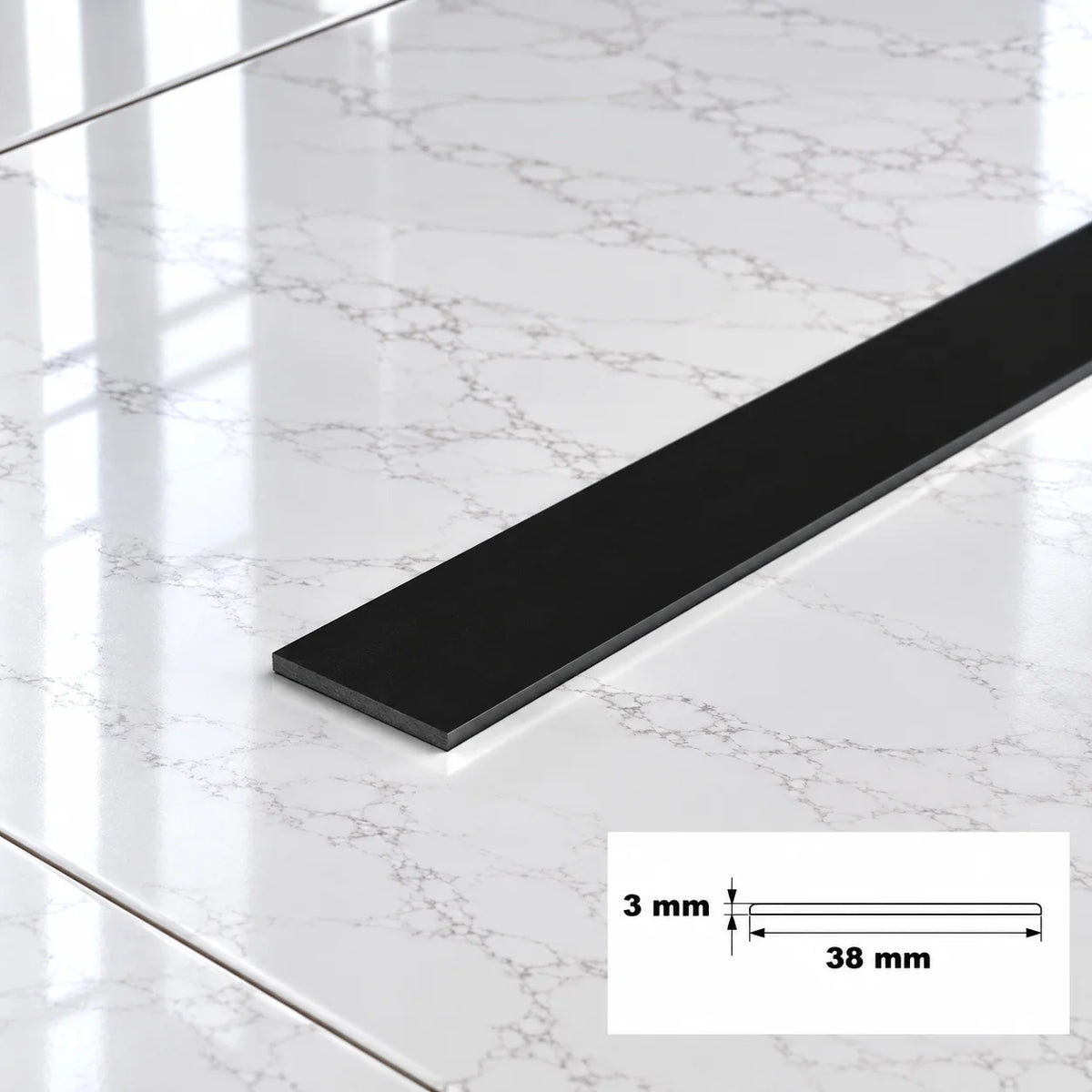 PVC Plastic TW Black White Anthracite Flat Bar Strip Black 38 X 3 MM