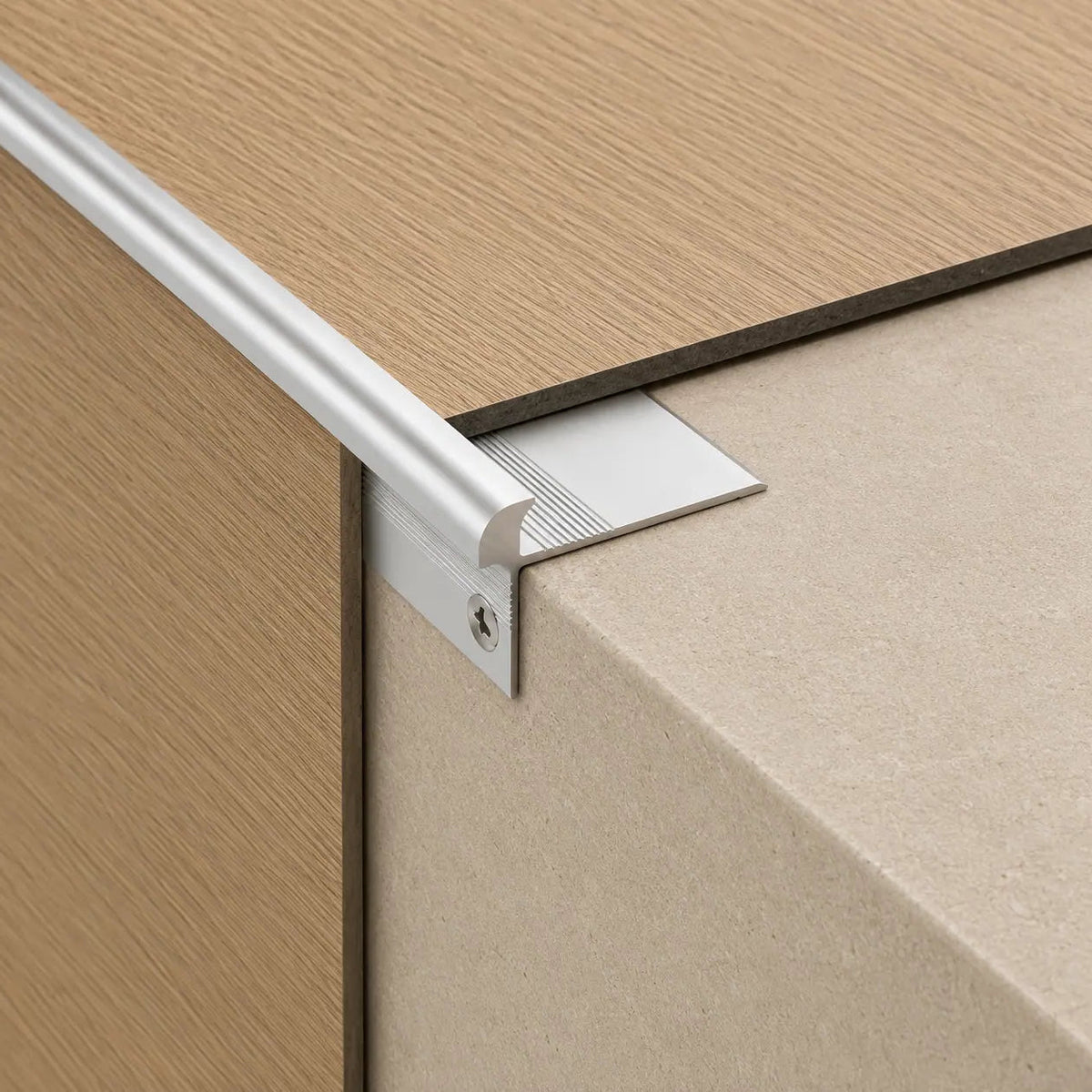 3mm Aluminium Stair Nosing Outer Corner Real Image
