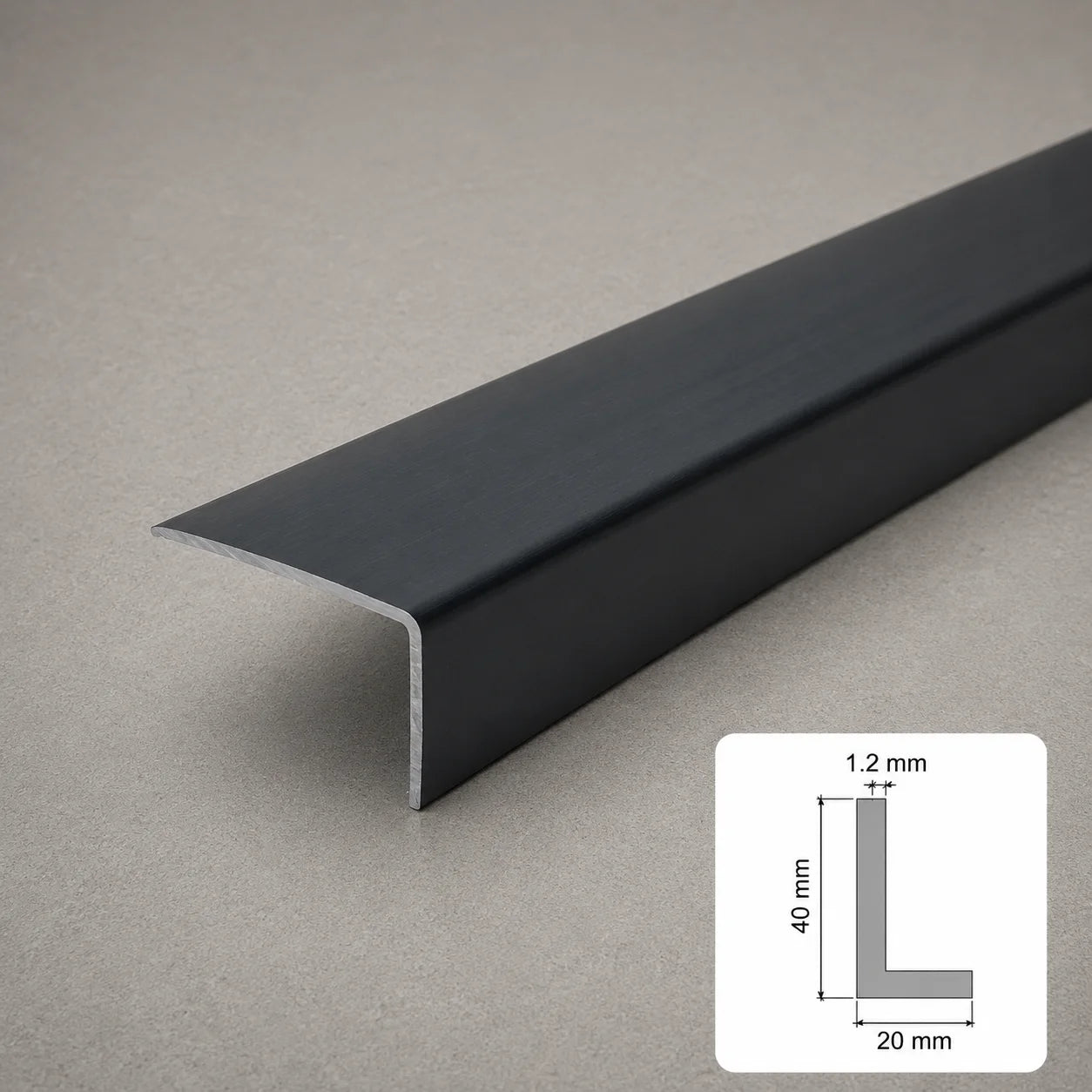 Equal & Unequal RAL 7016 Edge Protector Anthracite PVC Plastic Corner Angle Trim 90° In 40 X 20 MM