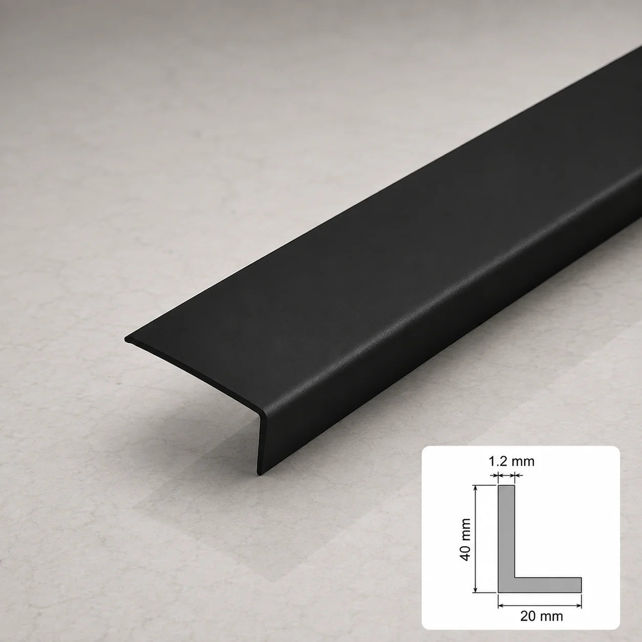 Equal & Unequal Edge Protector Black PVC Plastic Corner Angle Trim 90° In 40 X 20 MM