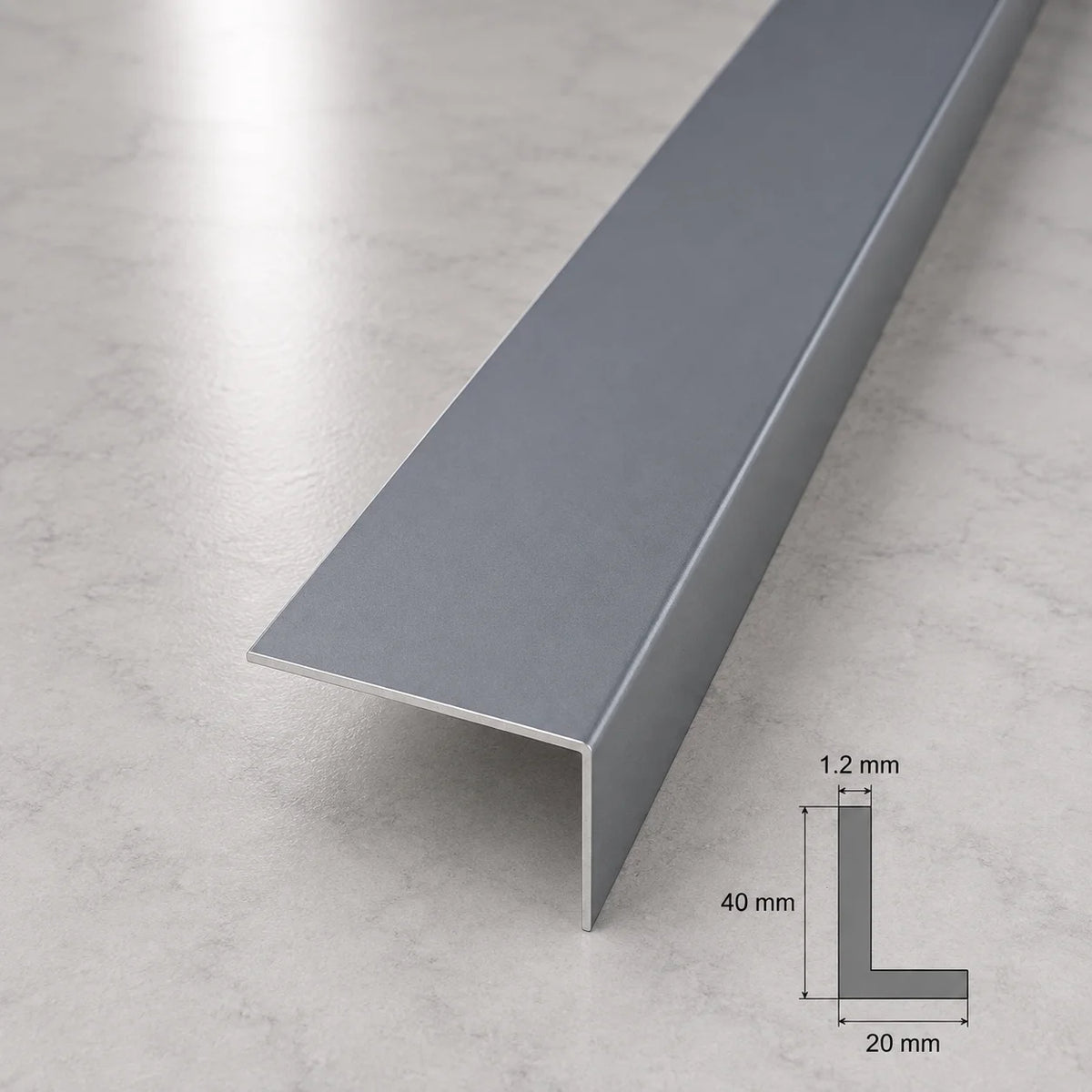Equal & Unequal Edge Protector Dark Grey PVC Plastic Corner Angle Trim 90° In 40 X 20 MM