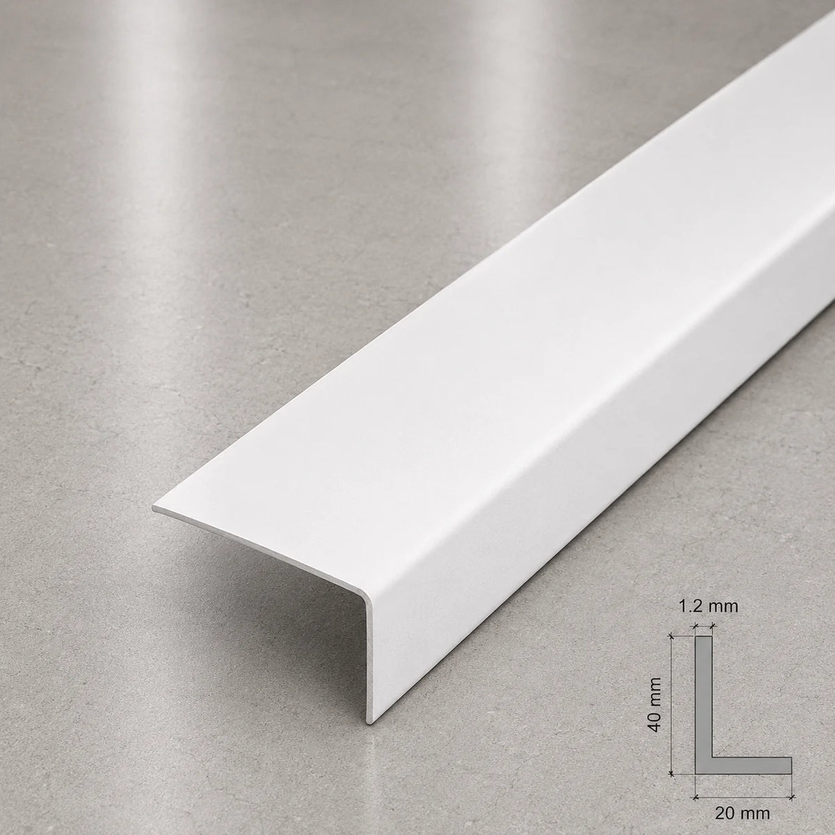Equal & Unequal Edge Protector White PVC Plastic Corner Angle Trim 90° In 40 X 20 MM