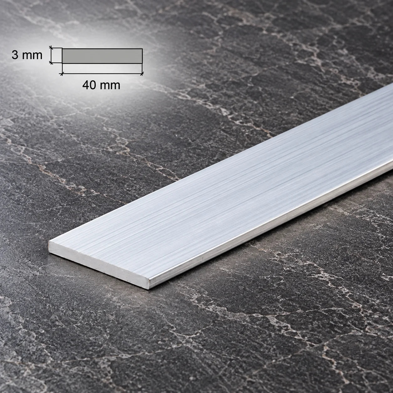 Aluminium Flat Bar Plate Natural In 40 X 3 MM