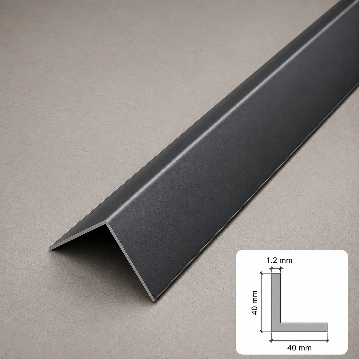 Equal & Unequal RAL 7016 Edge Protector Anthracite PVC Plastic Corner Angle Trim 90° In 40 X 40 MM
