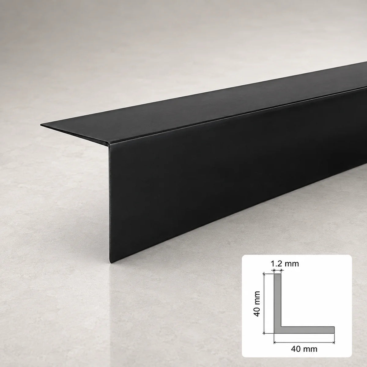 Equal & Unequal Edge Protector Black PVC Plastic Corner Angle Trim 90° In 40 X 40 MM