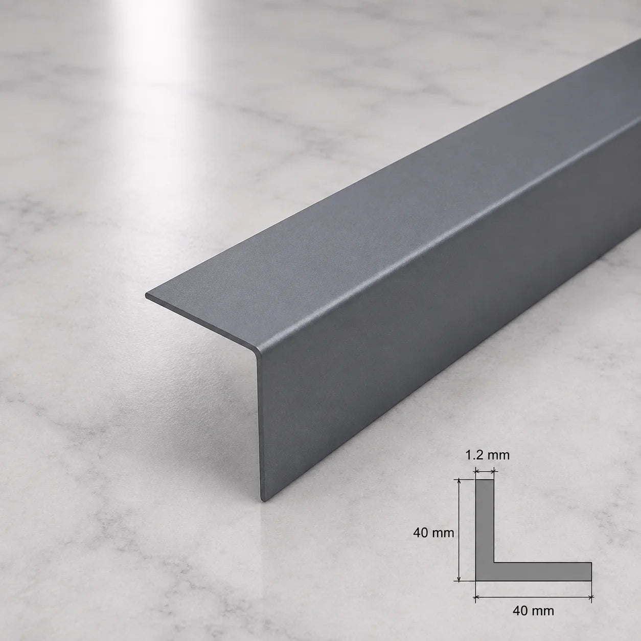 Equal & Unequal Edge Protector Dark Grey PVC Plastic Corner Angle Trim 90° In 40 X 40 MM