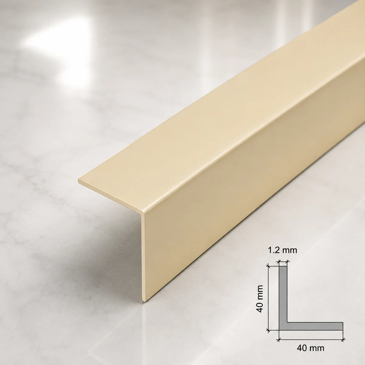 Edge Protector Ivory PVC Plastic Corner Angle Trim 90° In 40 X 40 MM