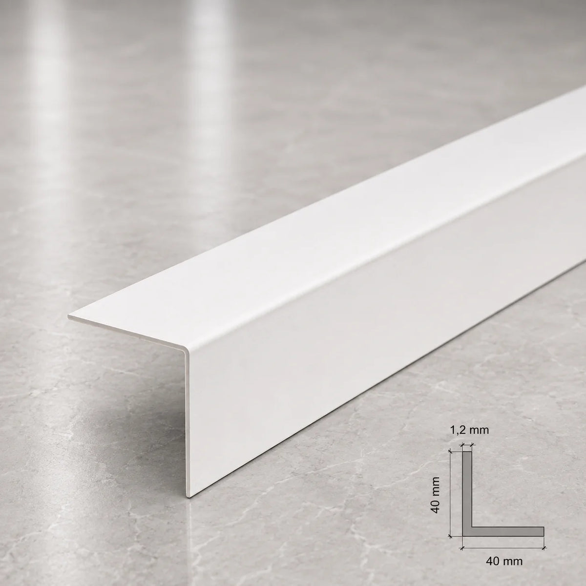 Equal & Unequal Edge Protector White PVC Plastic Corner Angle Trim 90° In 40 X 40 MM