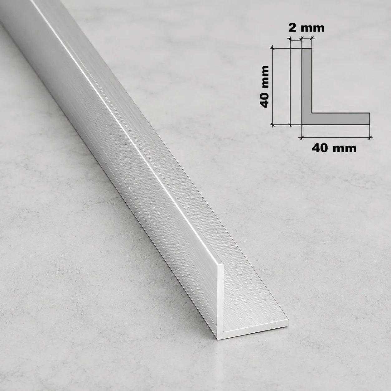Natural Aluminium Extruded Angle Corner 1 M | Equal & Unequal In 40 X 40 MM
