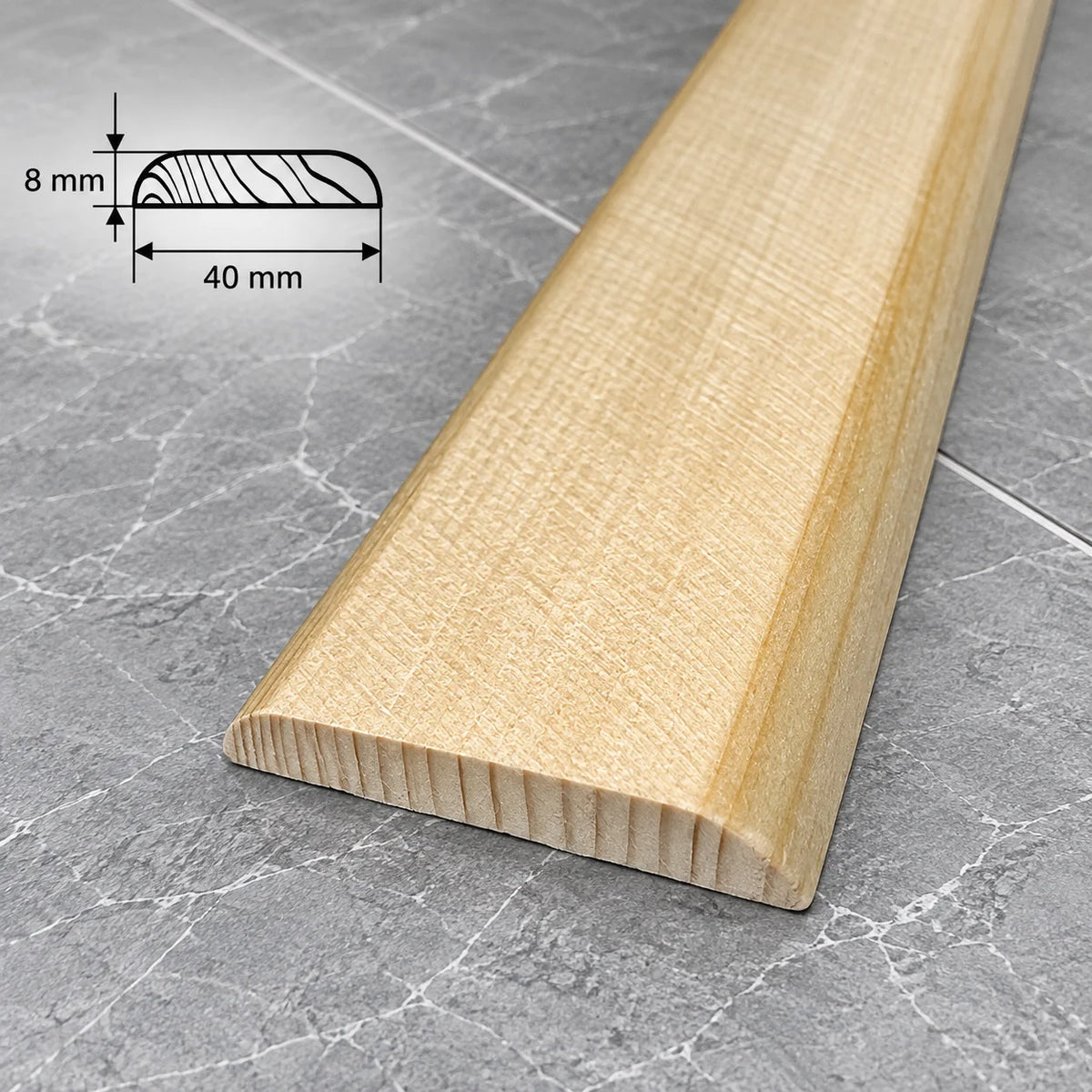 Pine Wood Flat Trim 20mm–90mm | Natural Pine Flat Bar Moulding In 40 X 8 MM