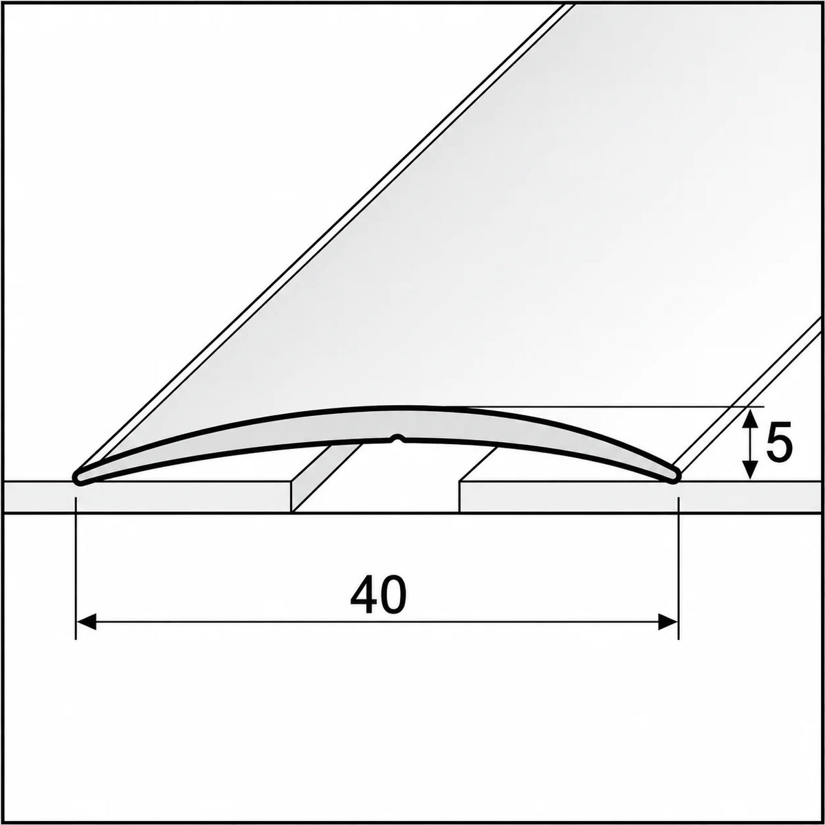 40mm Wood Effect Aluminium Self-Adhesive Threshold Strip Diagram