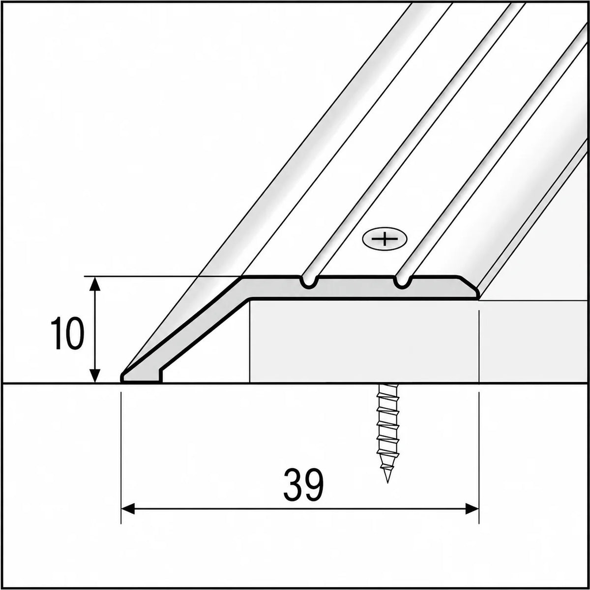 40mm Aluminium Ramp Transition Strip – Up to 8mm Diagram