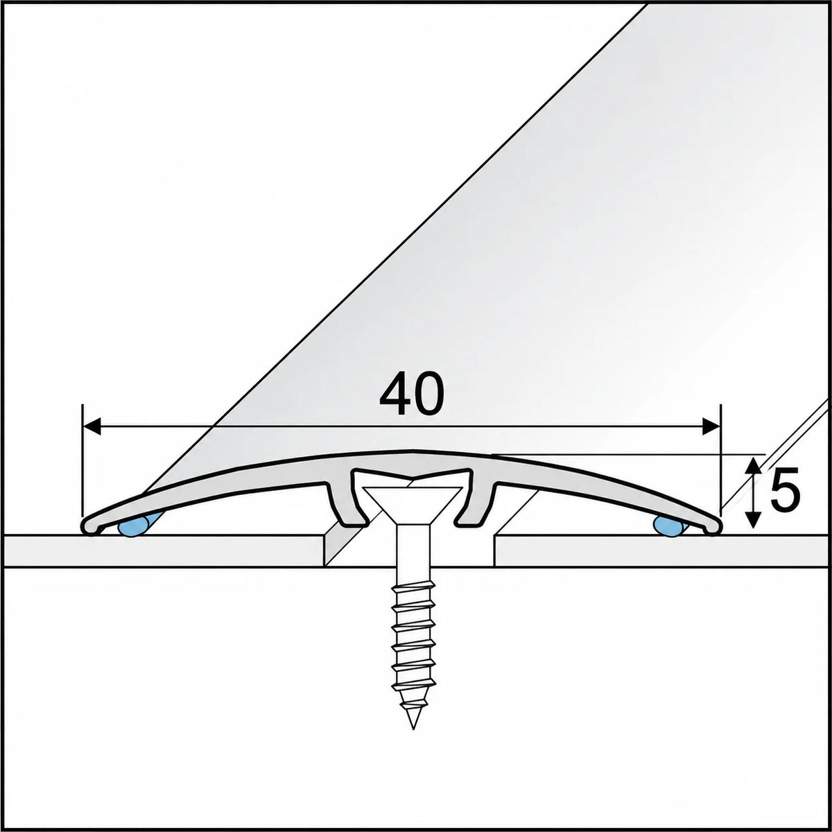 40mm Aluminium Concealed-Fix Floor Transition Strip Diagram