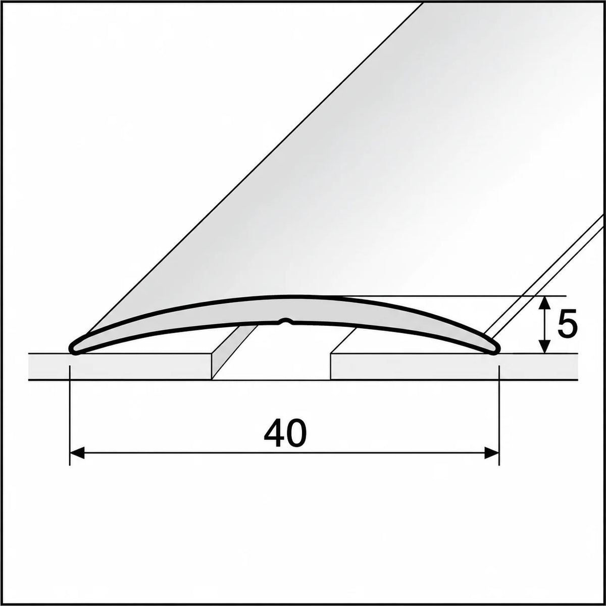 40mm Self-Adhesive Aluminium Floor Transition Strip Diagram