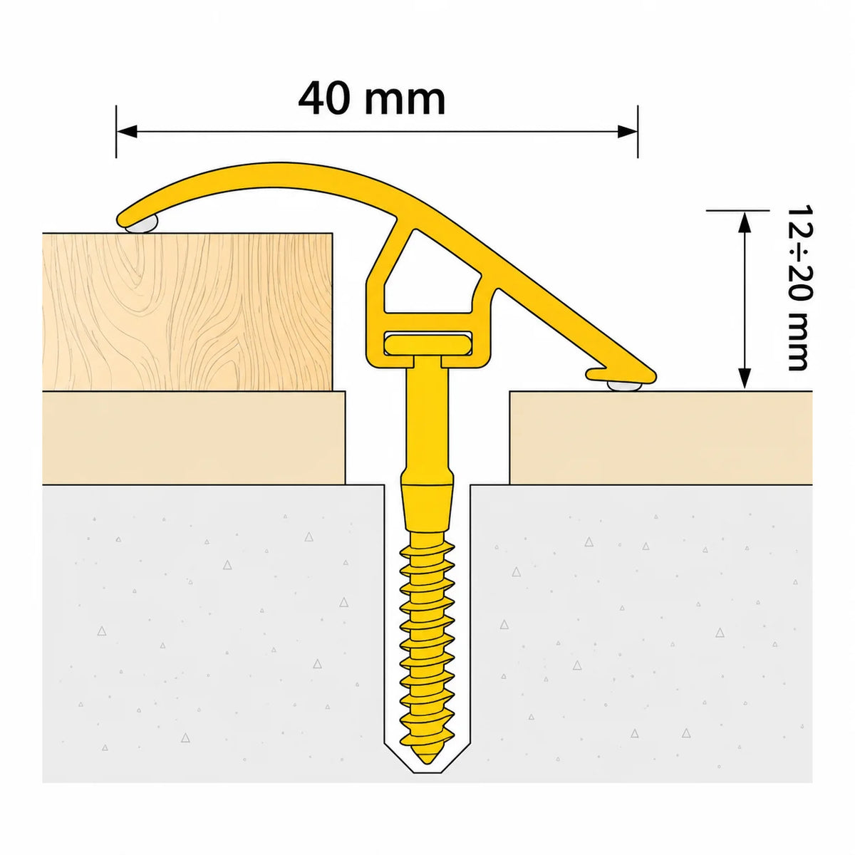 40mm Pvc Wood Effect Door Threshold Ramp Profile Diagram