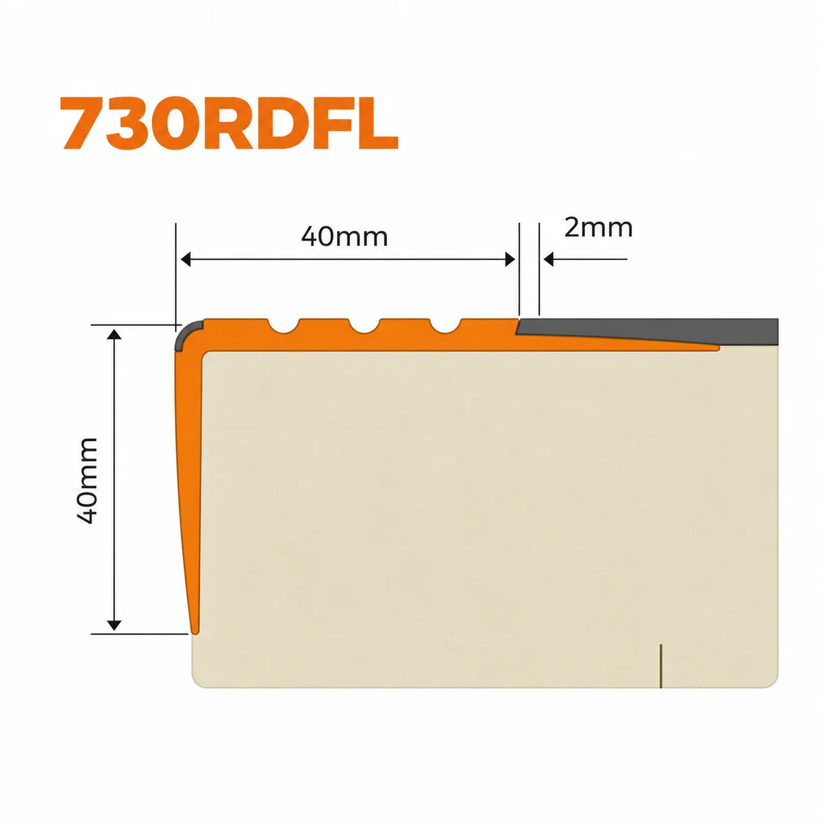 40x40mm Luminescent PVC Stair Corner Nosing – 1.2m offering a practical protective finish with enhanced visibility for stair tread edges.