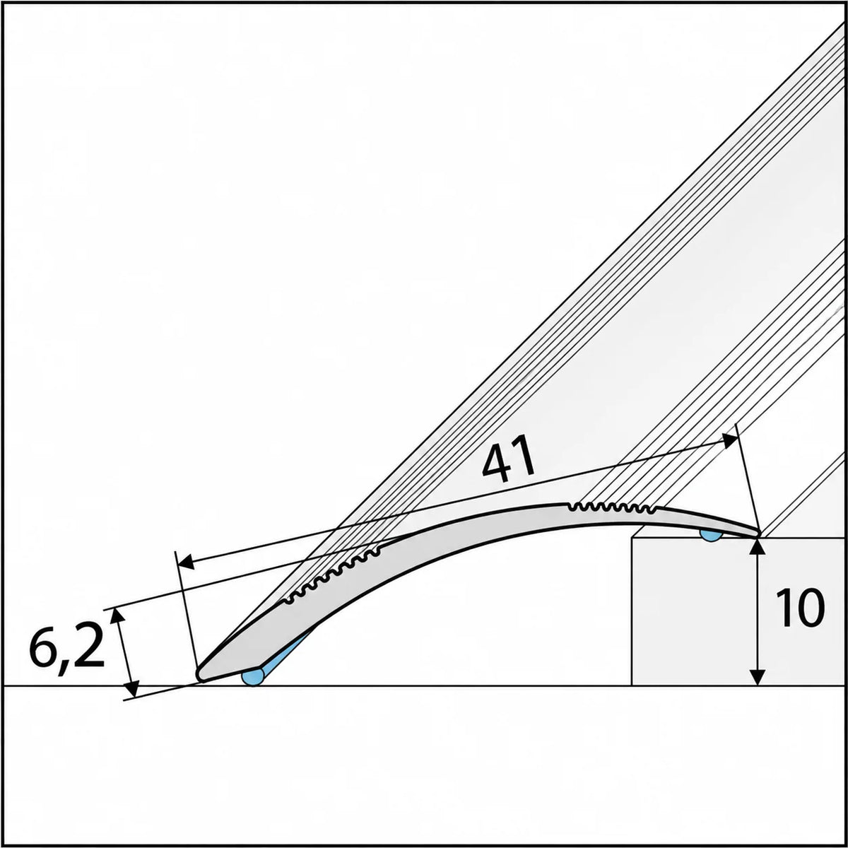 41mm Self Adhesive Aluminium Ramp Threshold Strip Diagram 