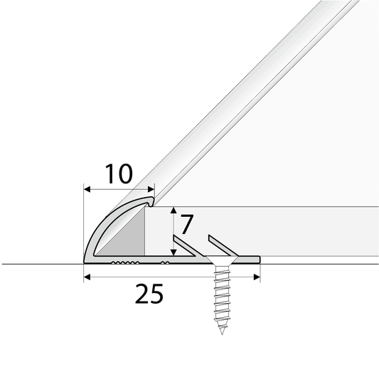 C07 10mm Anodised Aluminium Single Edge Carpet Profile – Carpet to Vinyl Joiner with Screws
