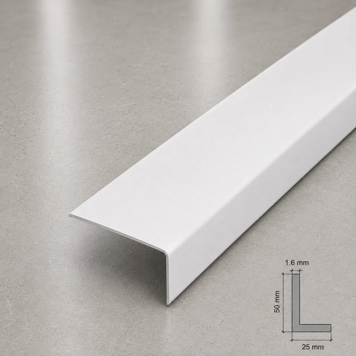 Equal & Unequal Edge Protector White PVC Plastic Corner Angle Trim 90° In 50 X 25 MM