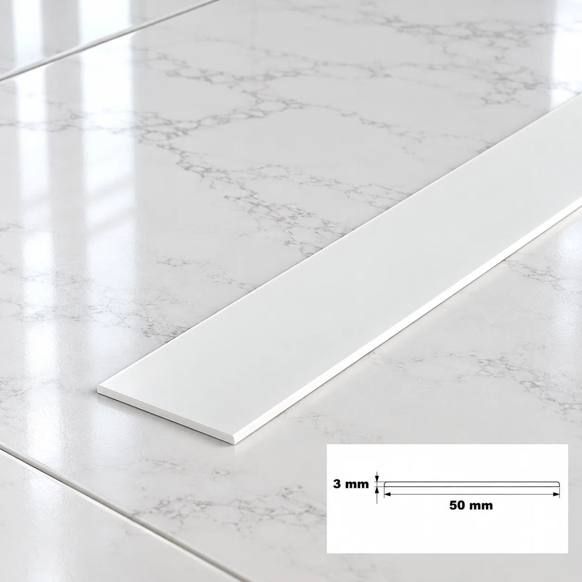 PVC Plastic TW Black White Anthracite Flat Bar Strip White 50 X 3 MM 