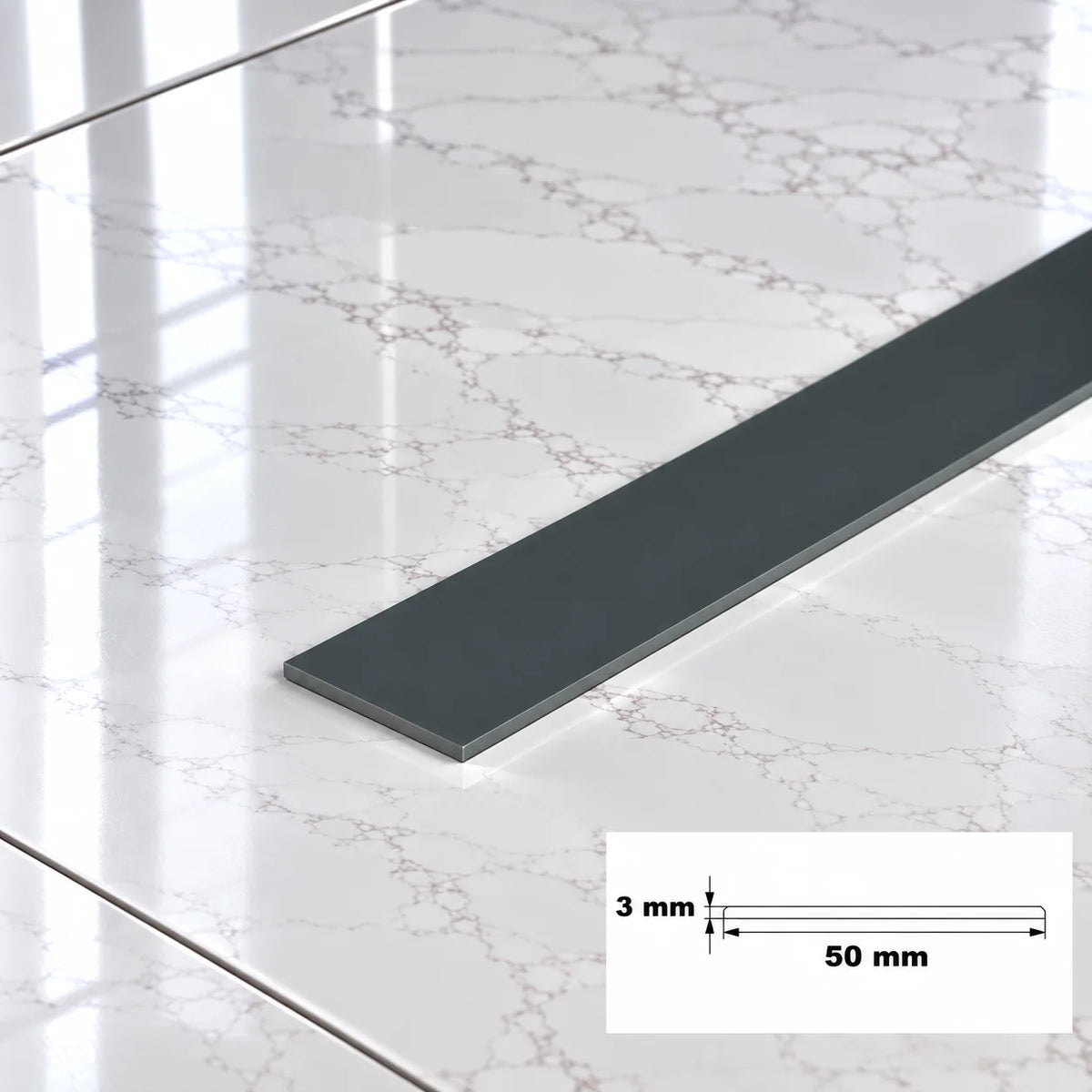 PVC Plastic TW Black White Anthracite Flat Bar Strip Anthracite 50 X 3 MM