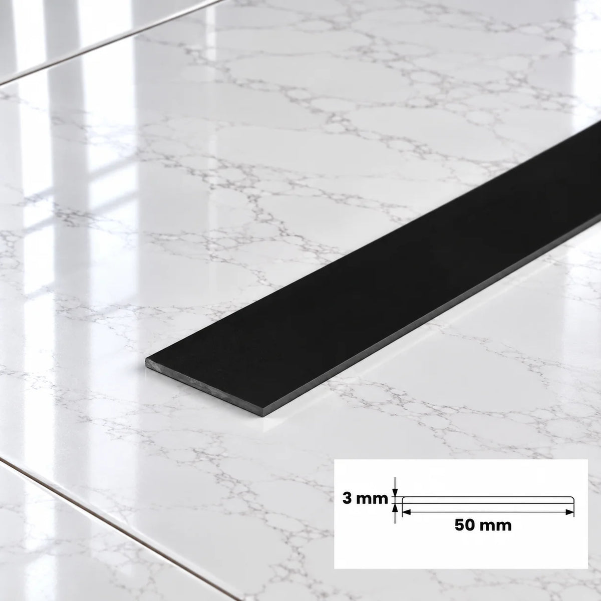 PVC Plastic TW Black White Anthracite Flat Bar Strip Black 50 X 3 MM