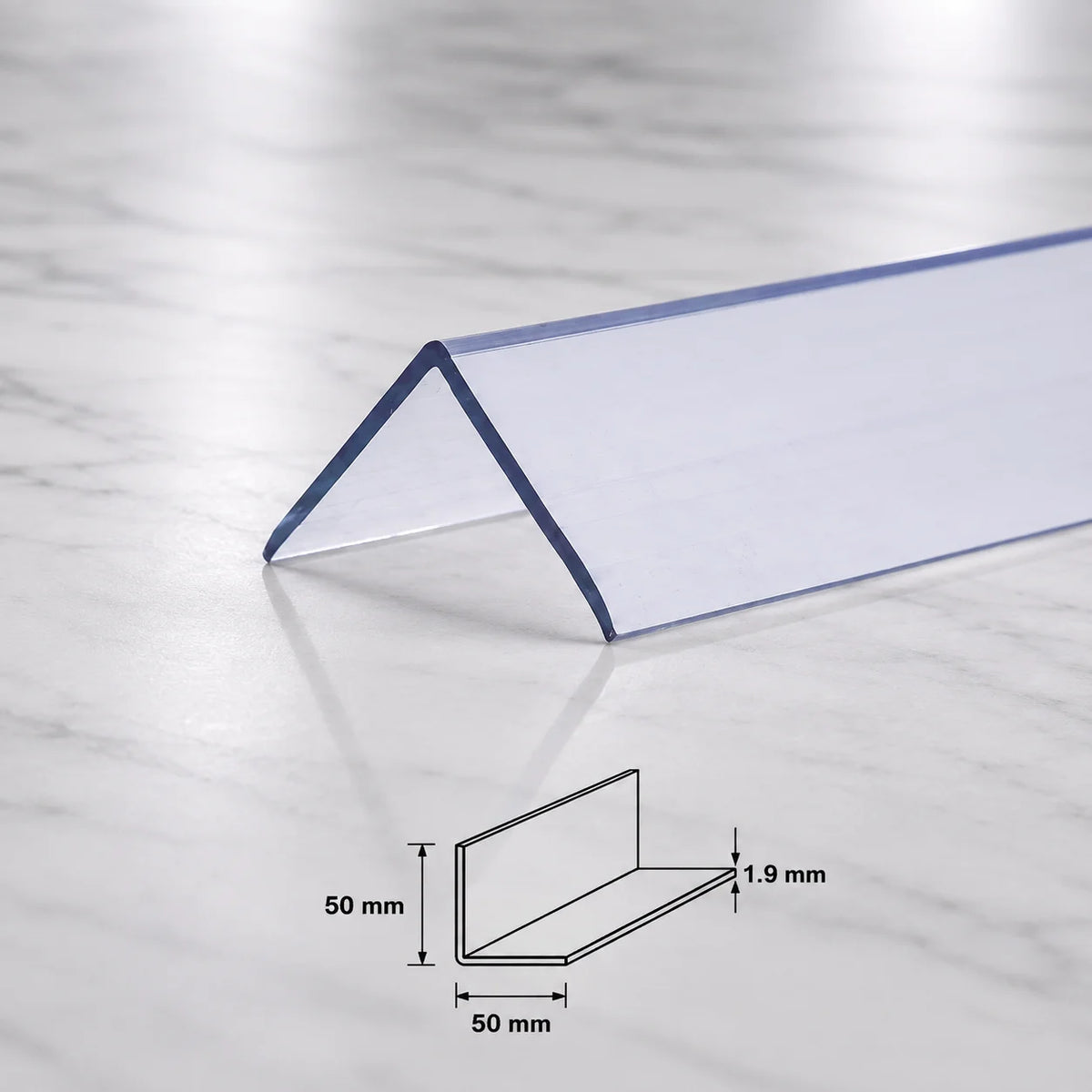 Clear Edge Protector Transparent PVC Plastic Corner Angle Trim 90° In 50 X 50 MM