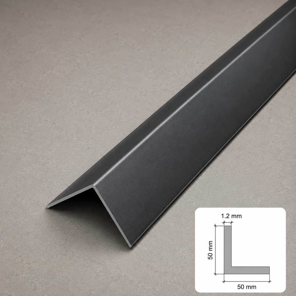 Equal & Unequal RAL 7016 Edge Protector Anthracite PVC Plastic Corner Angle Trim 90° In 50 X 50 MM