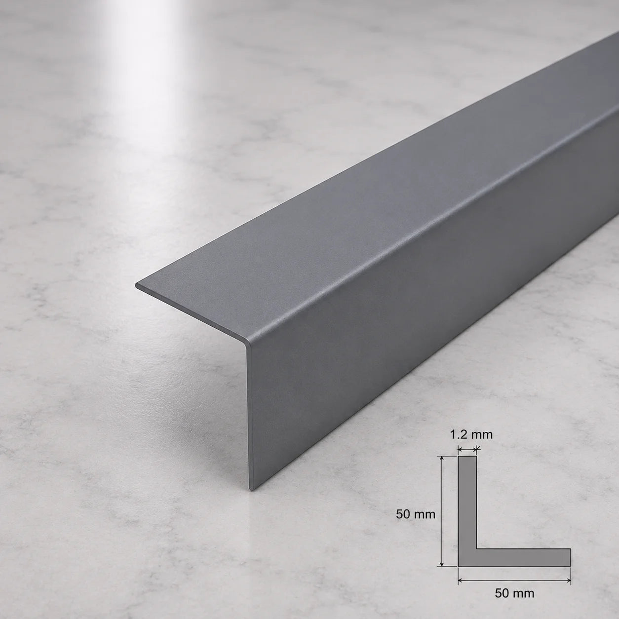 Equal & Unequal Edge Protector Dark Grey PVC Plastic Corner Angle Trim 90° In 50 X 50 MM