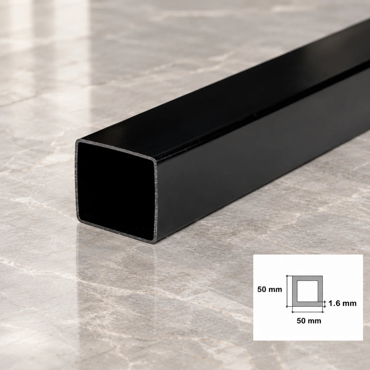 Plastic Rigid PVC Box Section Black & White Square Tube 1/2.5m Length In 50 X 50 MM