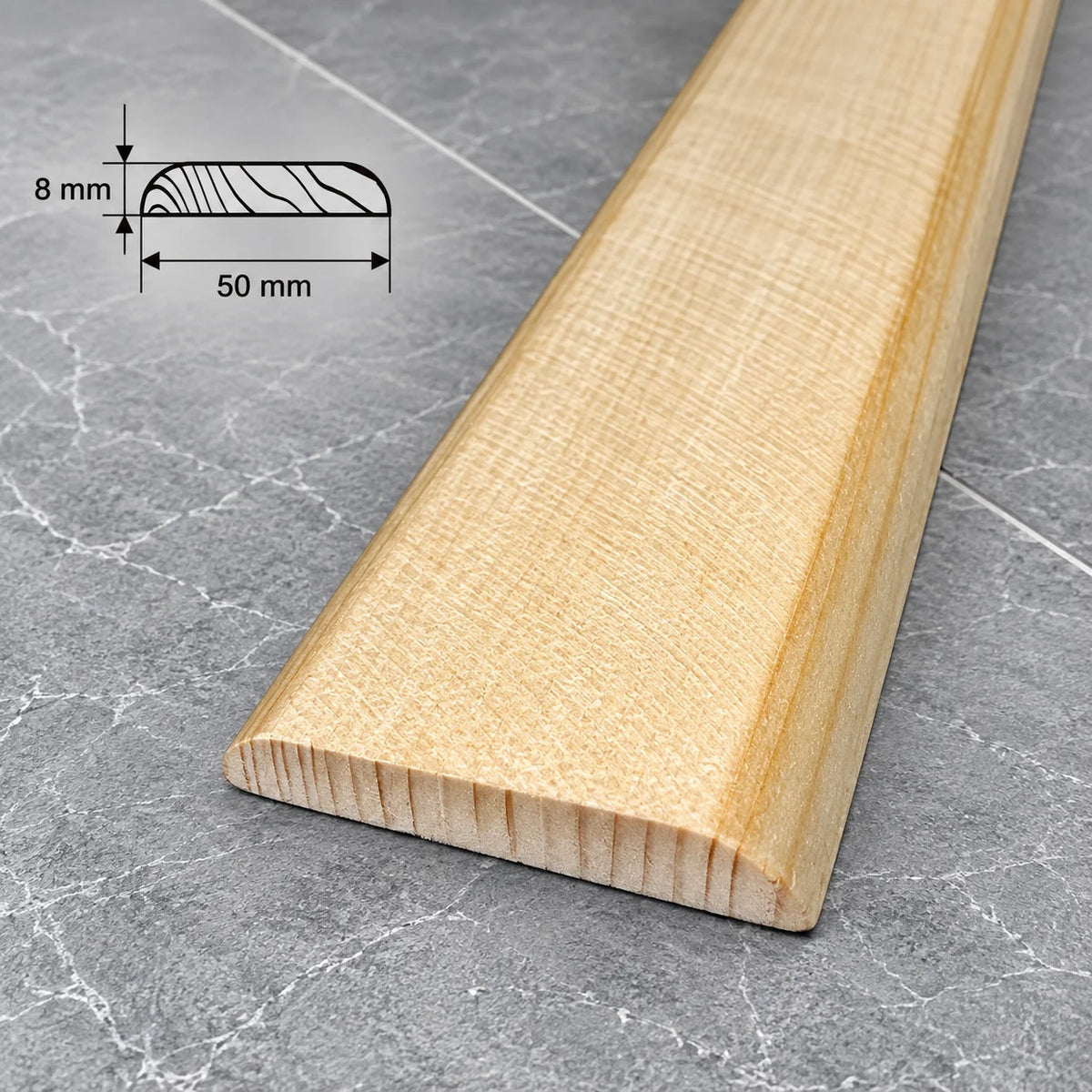 Pine Wood Flat Trim 20mm–90mm | Natural Pine Flat Bar Moulding In 50 X 8 MM