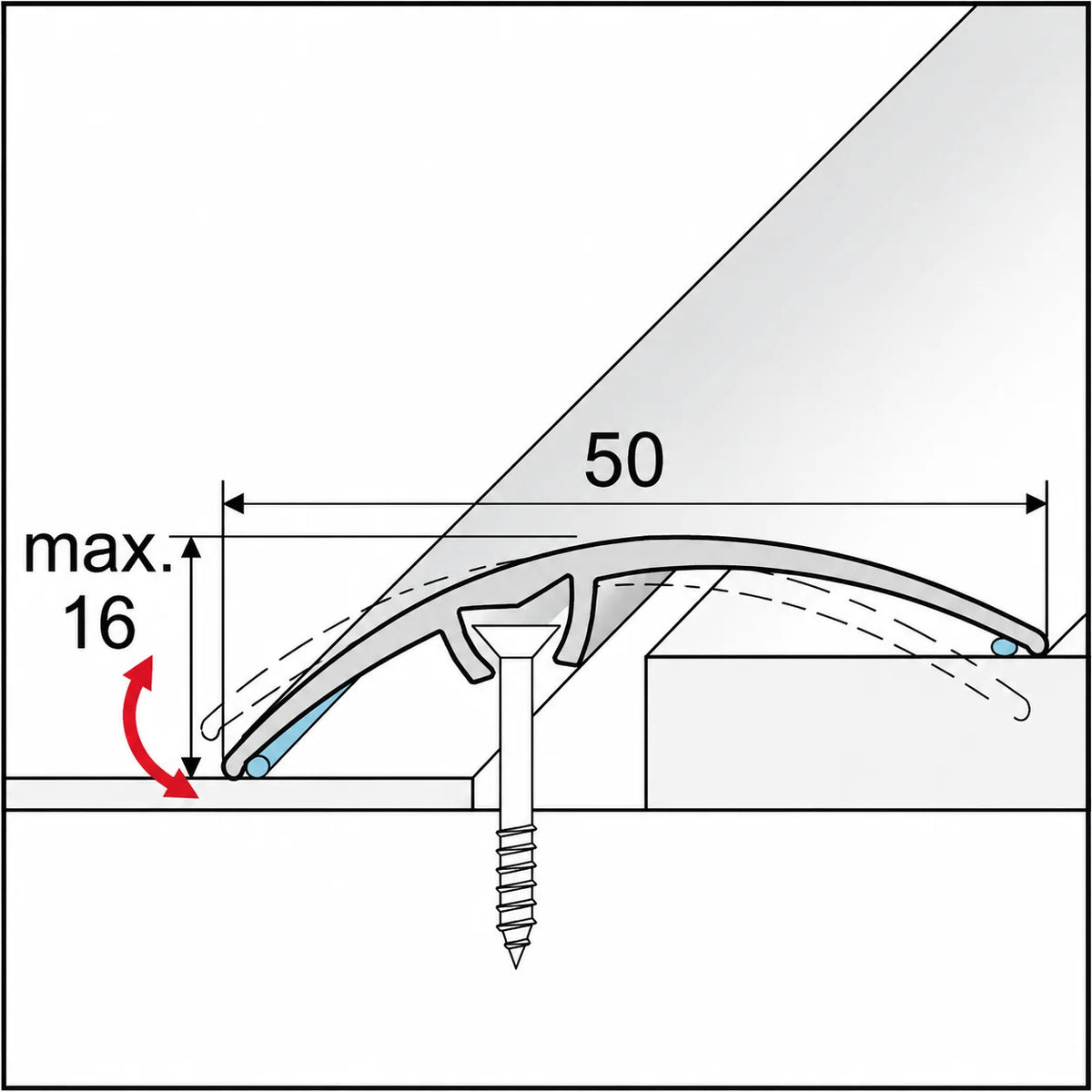 50mm Wood Effect Aluminium Adjustable Threshold Strip Diagram
