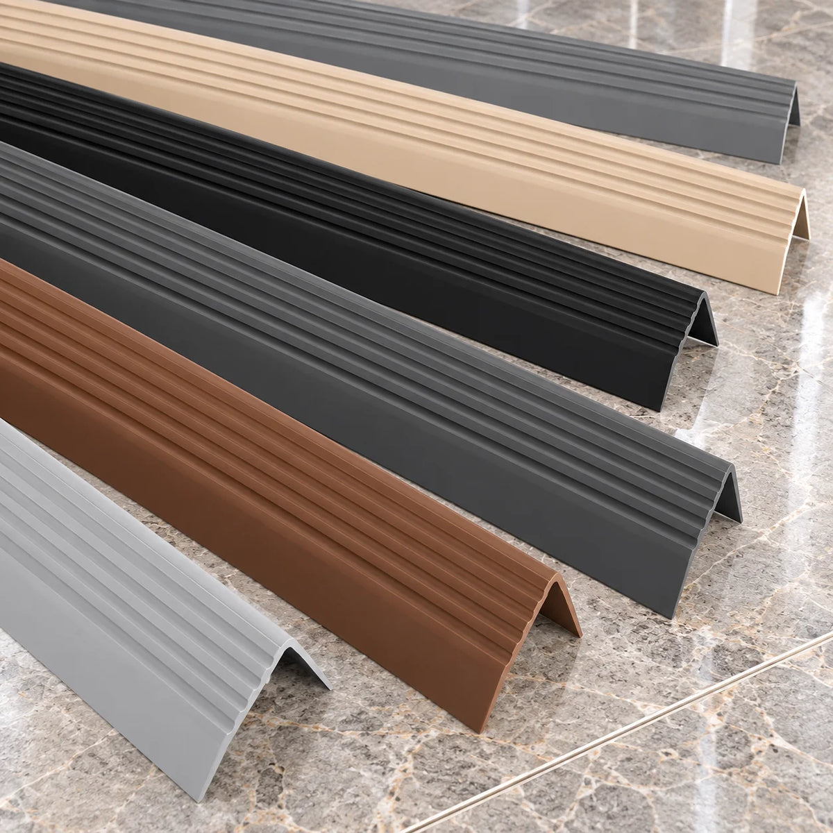 50x42mm Flexible Anti-Slip PVC Stair Nosing – 1.2m All Variants 