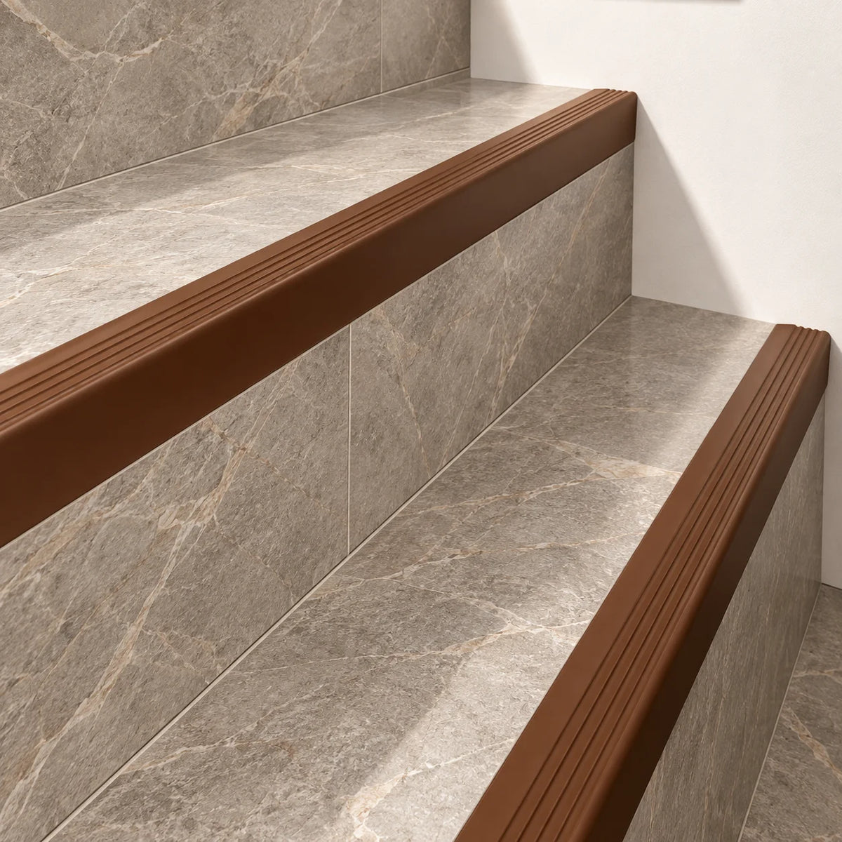 50x42mm Flexible Anti-Slip PVC Stair Nosing – 1.2m Brown Realuse Image