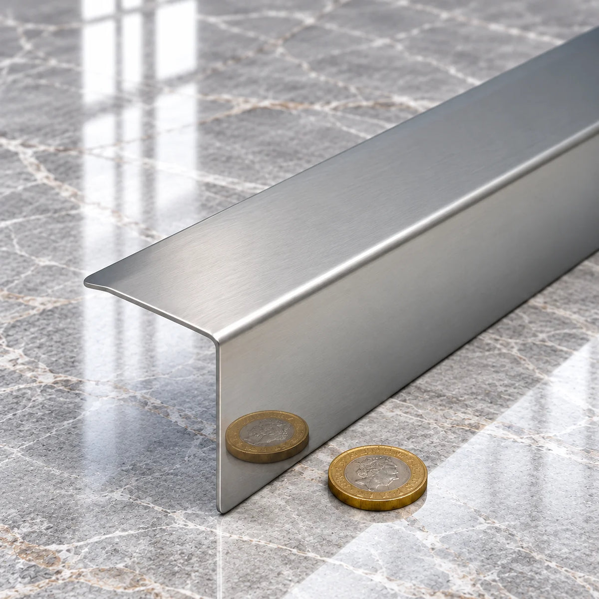 Stainless steel bevelled angle trim 50x50mm for wall corner protection
