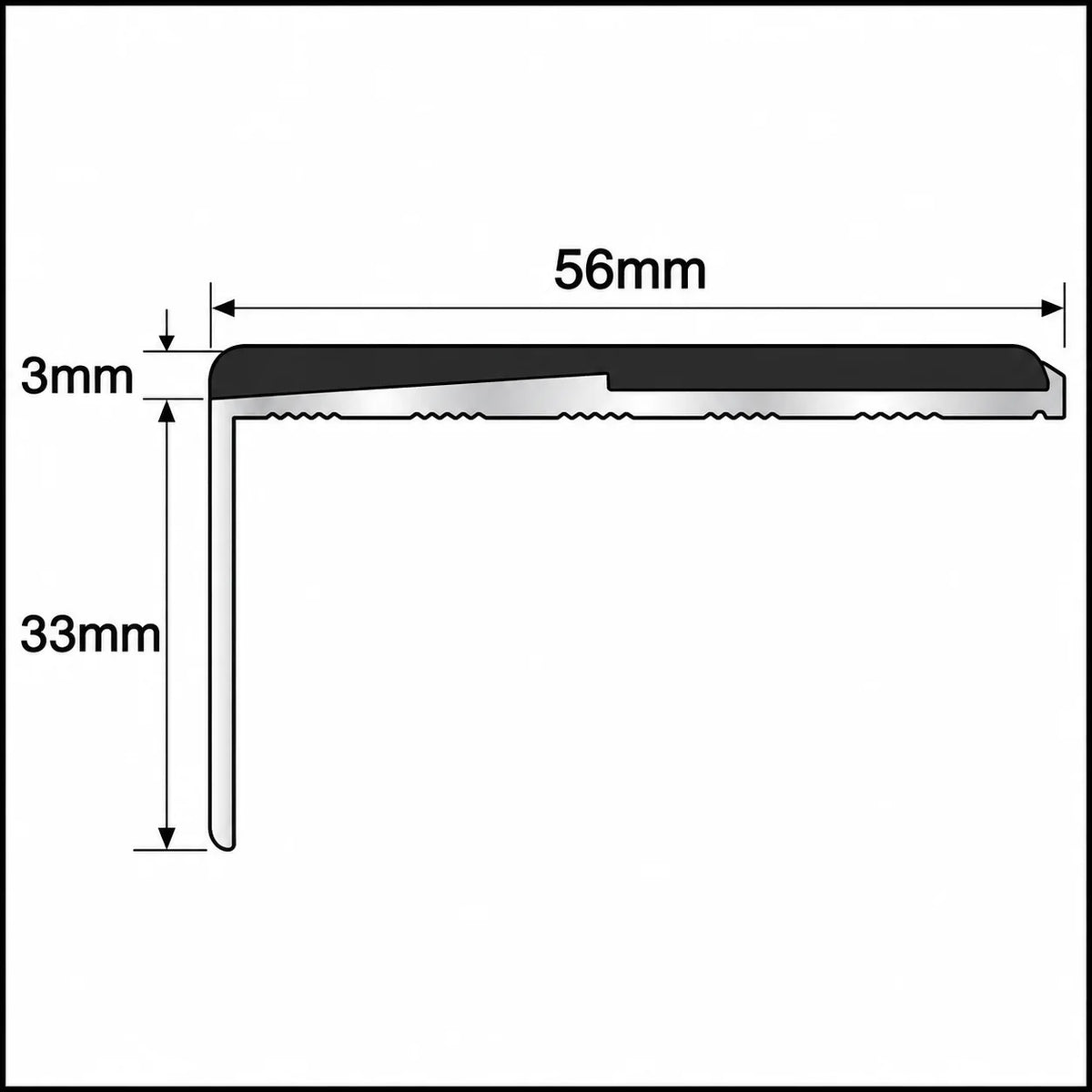 Frontier NXFS01 56x33mm Aluminium Stair Nosing Diagram