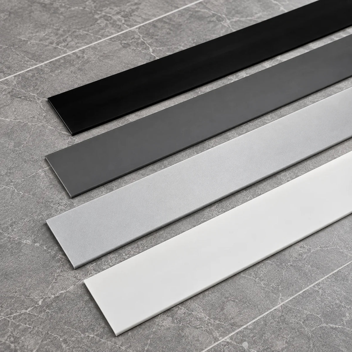 Self-Adhesive PVC Plastic Roll Black White Anthracite Cover Strip Flat Bar All Four