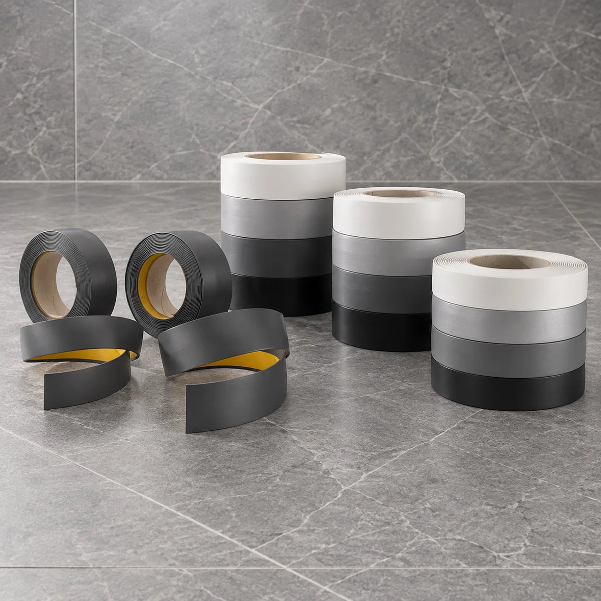 Self-Adhesive PVC Plastic Roll Black White Anthracite Cover Strip Flat Bar All Variants