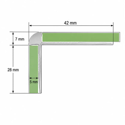 5mm Aluminium Stair Nosing Outer Corner Silver LVT Z5 Technical Diagram